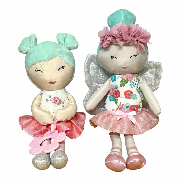 Lot of 2 On the Goldbug Floral Activity Doll Fairy Ballerina Sensory Toy Chime - Picture 1 of 16